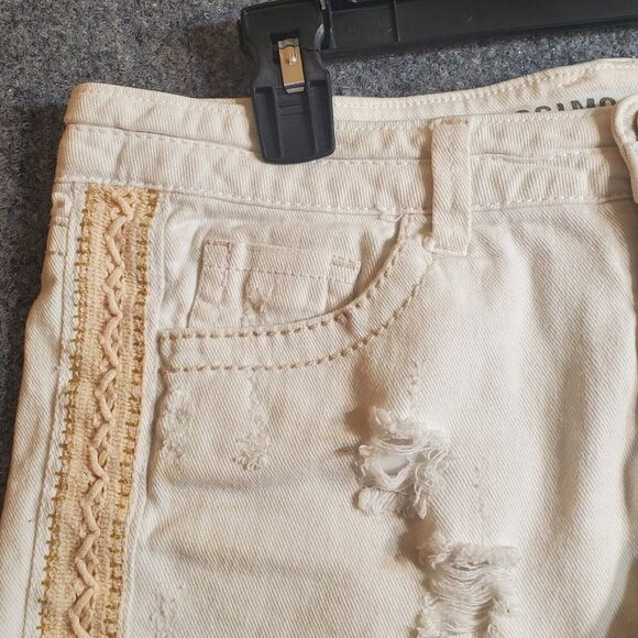 Mossimo Womens Denim Low Rise Short Short White Distressed Jean Shorts Size 11 - Picture 6 of 16
